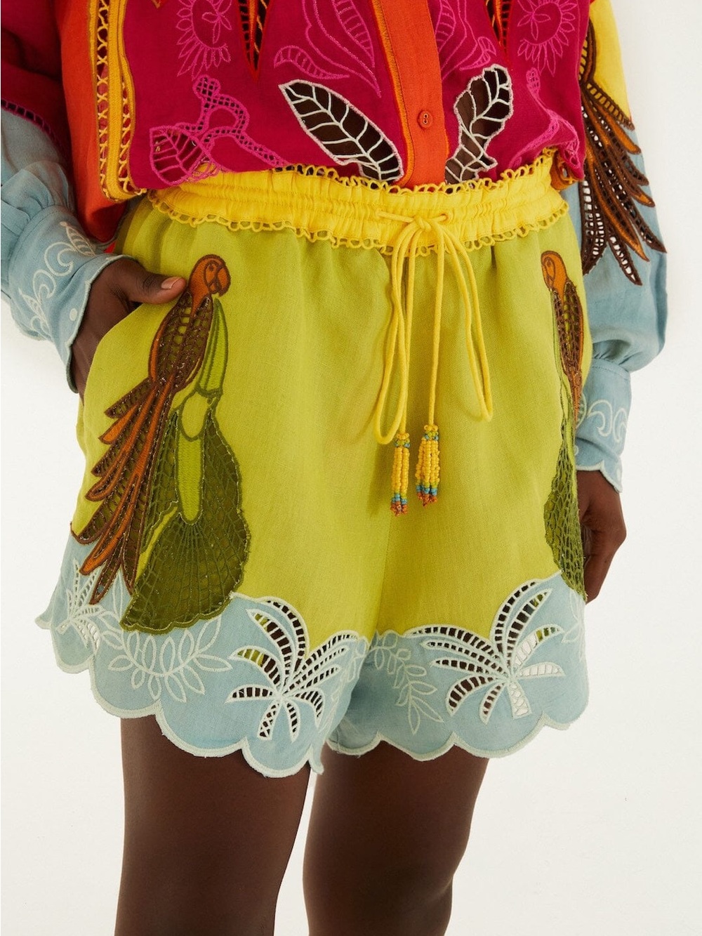 FARM RIO Multicolor Usiacuri Embroidered Richelieu Shorts